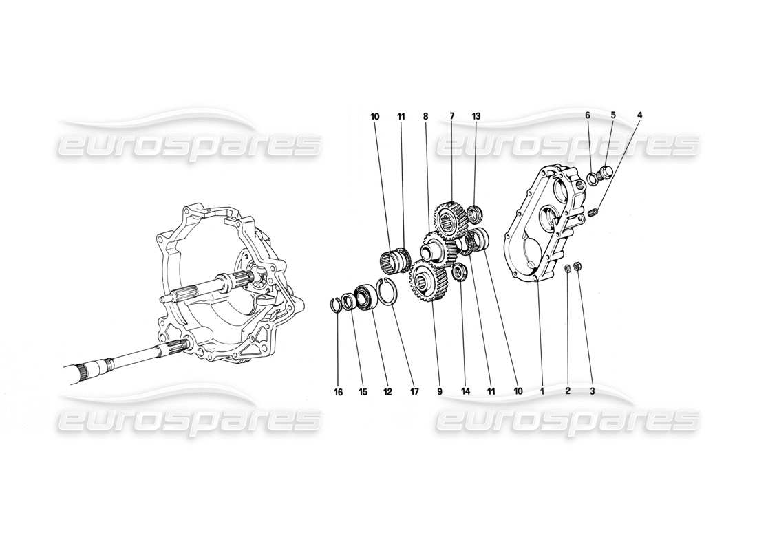 ferrari 208 turbo (1982) gearbox transmission part diagram