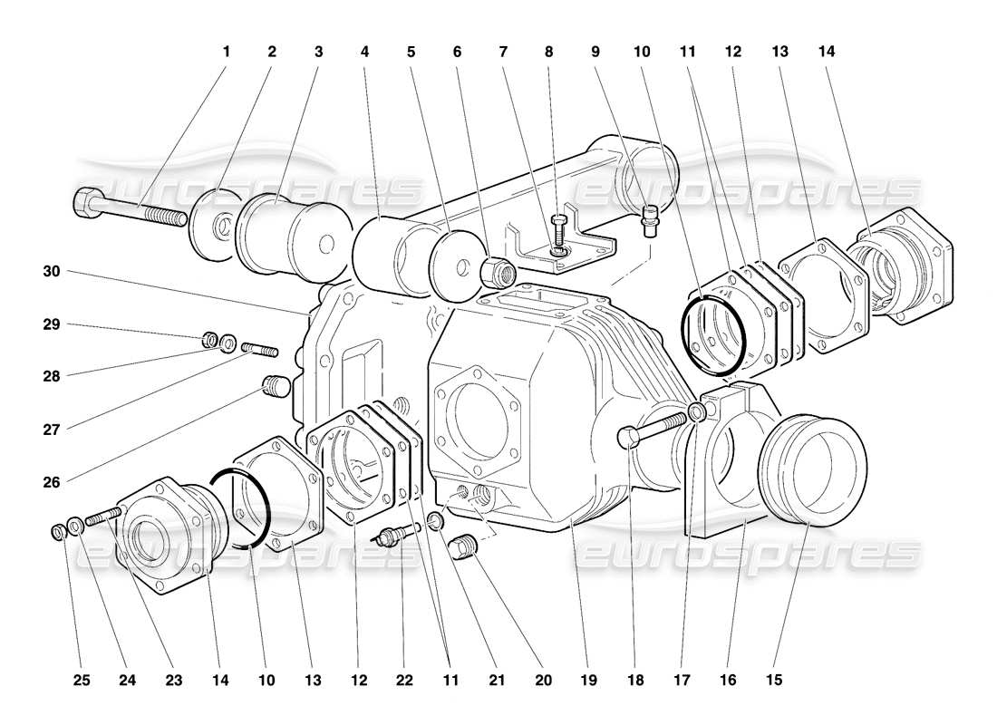 lamborghini diablo vt (1994) front differential case parts diagram