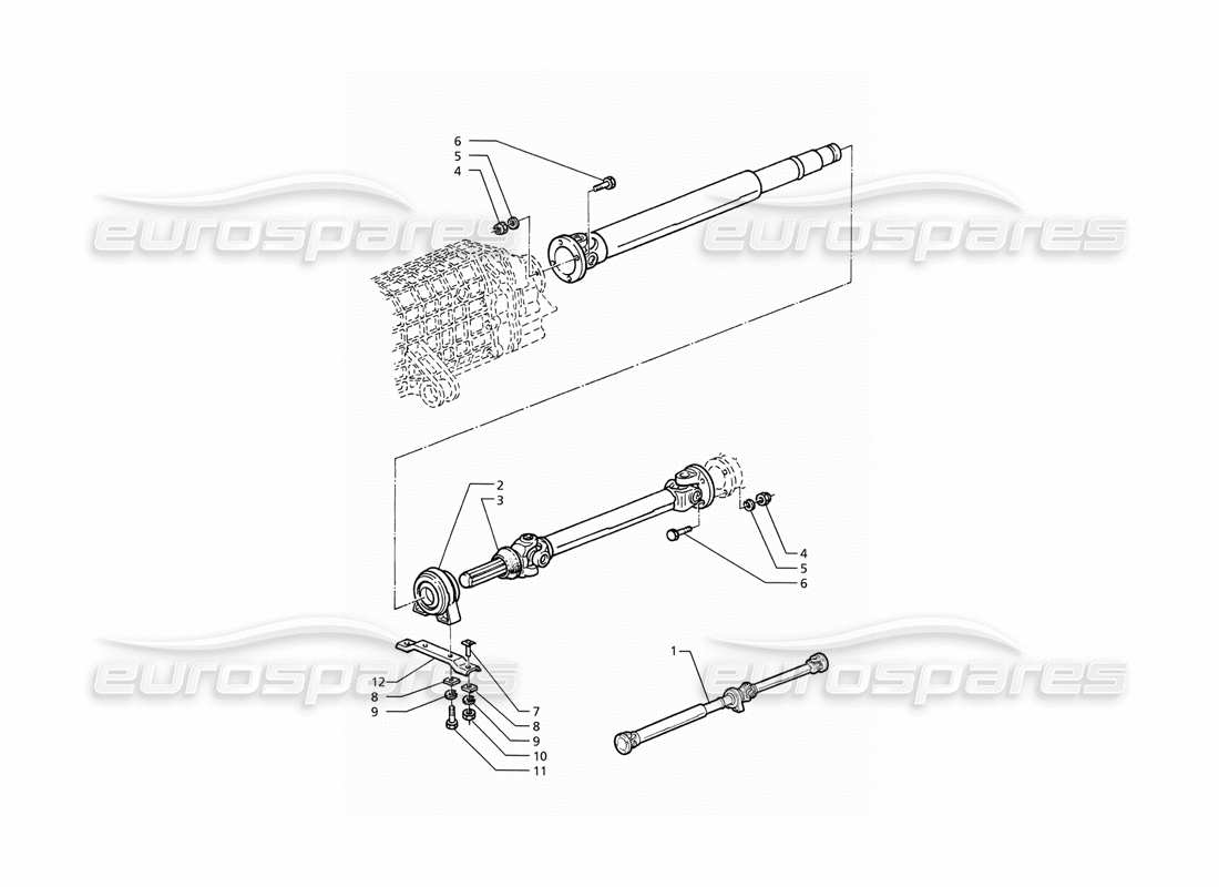 maserati ghibli 2.8 (abs) propeller shaft and carrier parts diagram