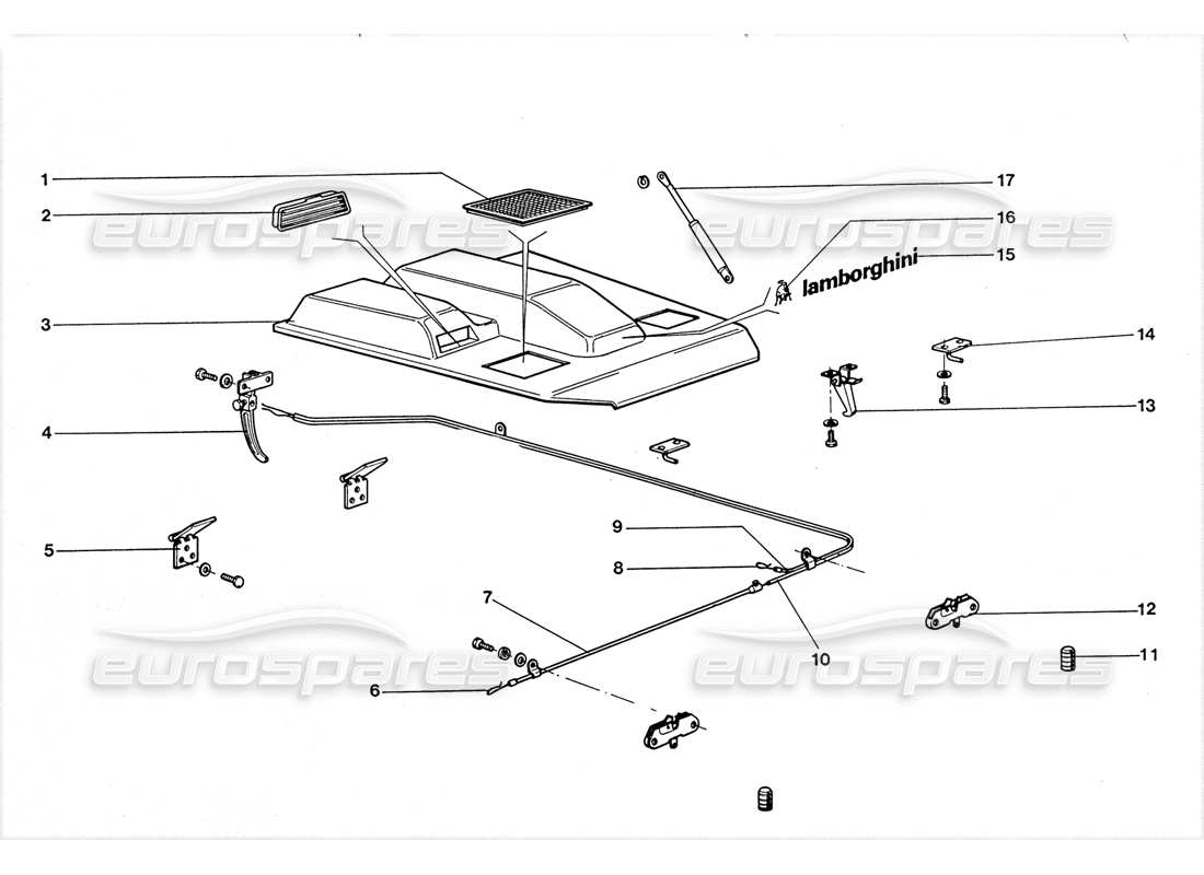 lamborghini lm002 (1988) front bonnet part diagram