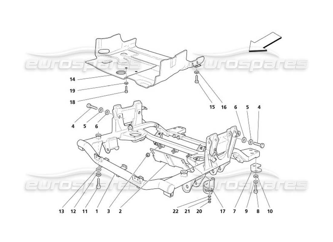 maserati 4200 spyder (2005) front under frame and undermotor shields part diagram