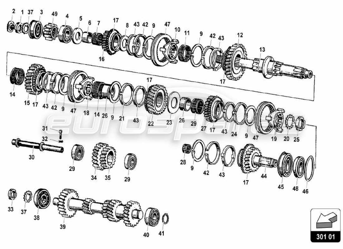 lamborghini miura p400 shaft assembly part diagram