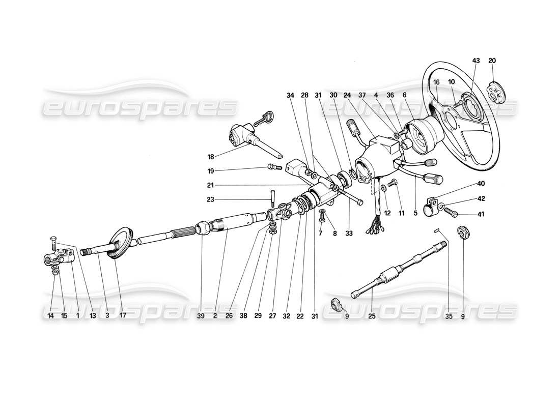 ferrari 400i (1983 mechanical) steering control parts diagram