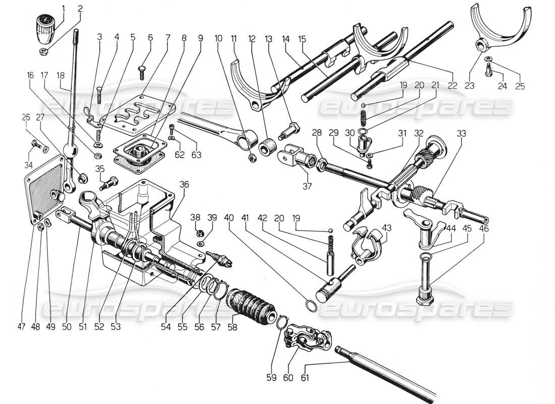lamborghini urraco p300 gear shift lever parts diagram