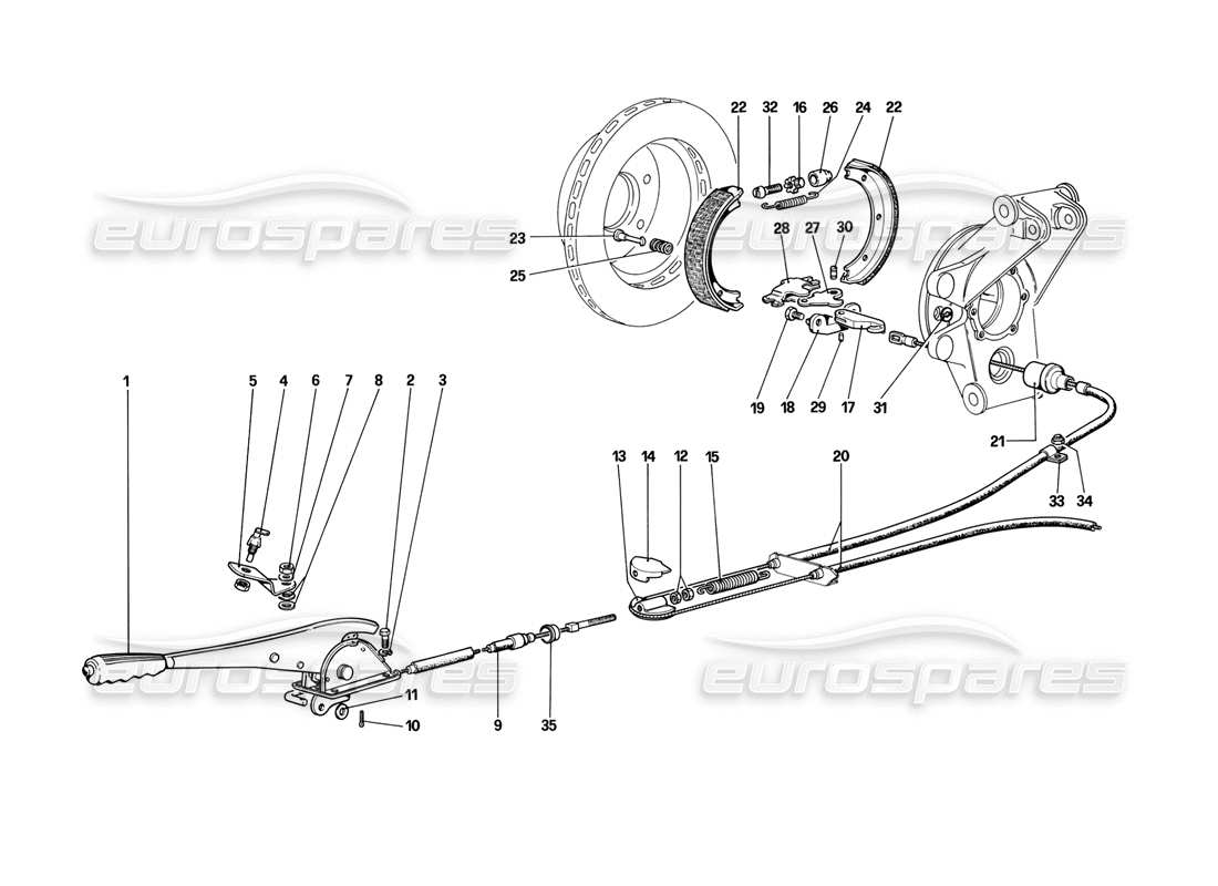 ferrari mondial 3.2 qv (1987) hand - brake control part diagram