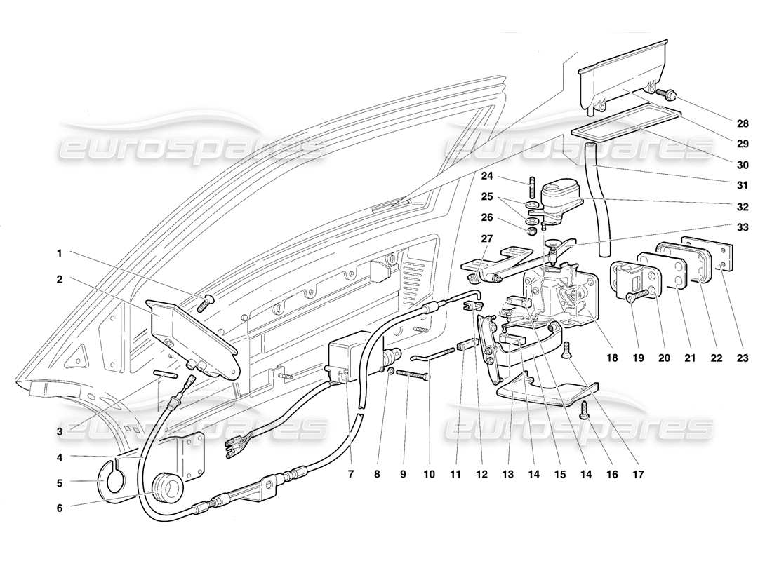 lamborghini diablo vt (1994) doors parts diagram
