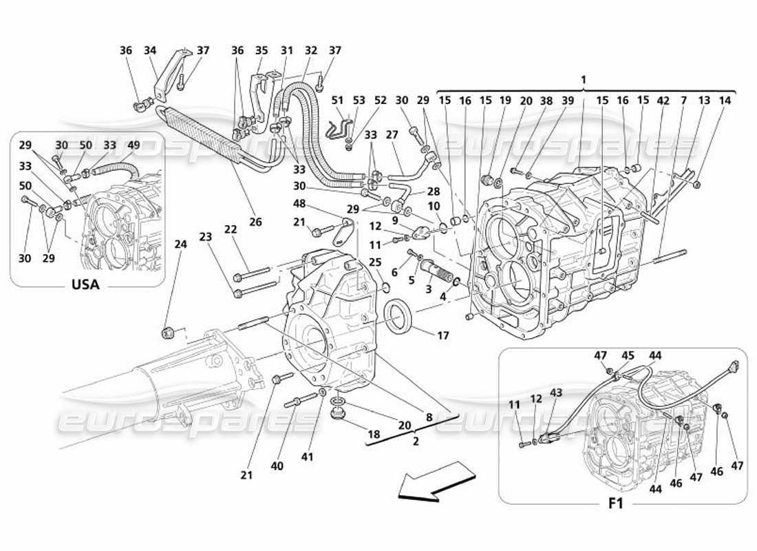 maserati 4200 coupe (2005) gearbox - cover - gearbox oil radiator parts diagram