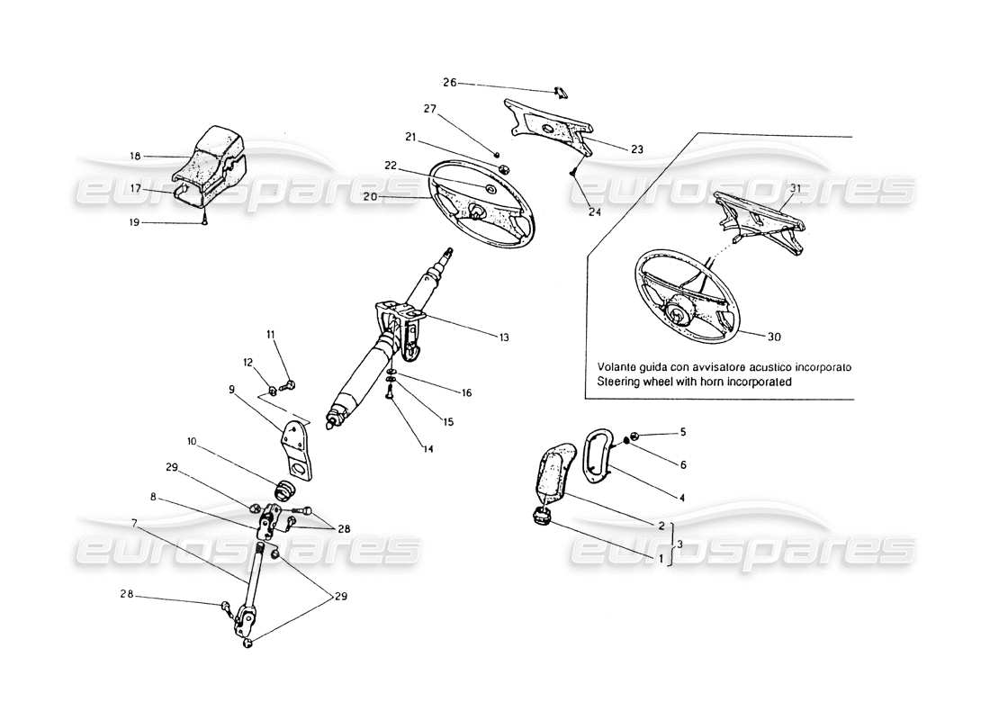 maserati 418 / 4.24v / 430 steering column and steering wheel parts diagram