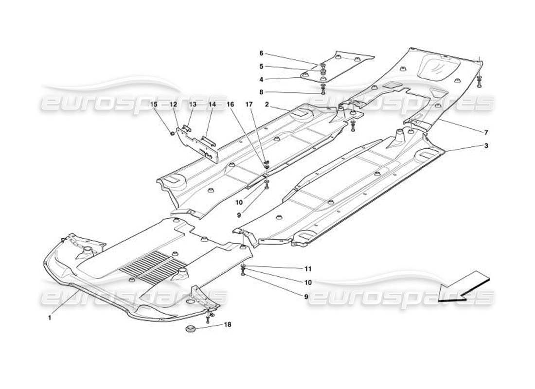 ferrari 550 barchetta flat floor pan part diagram