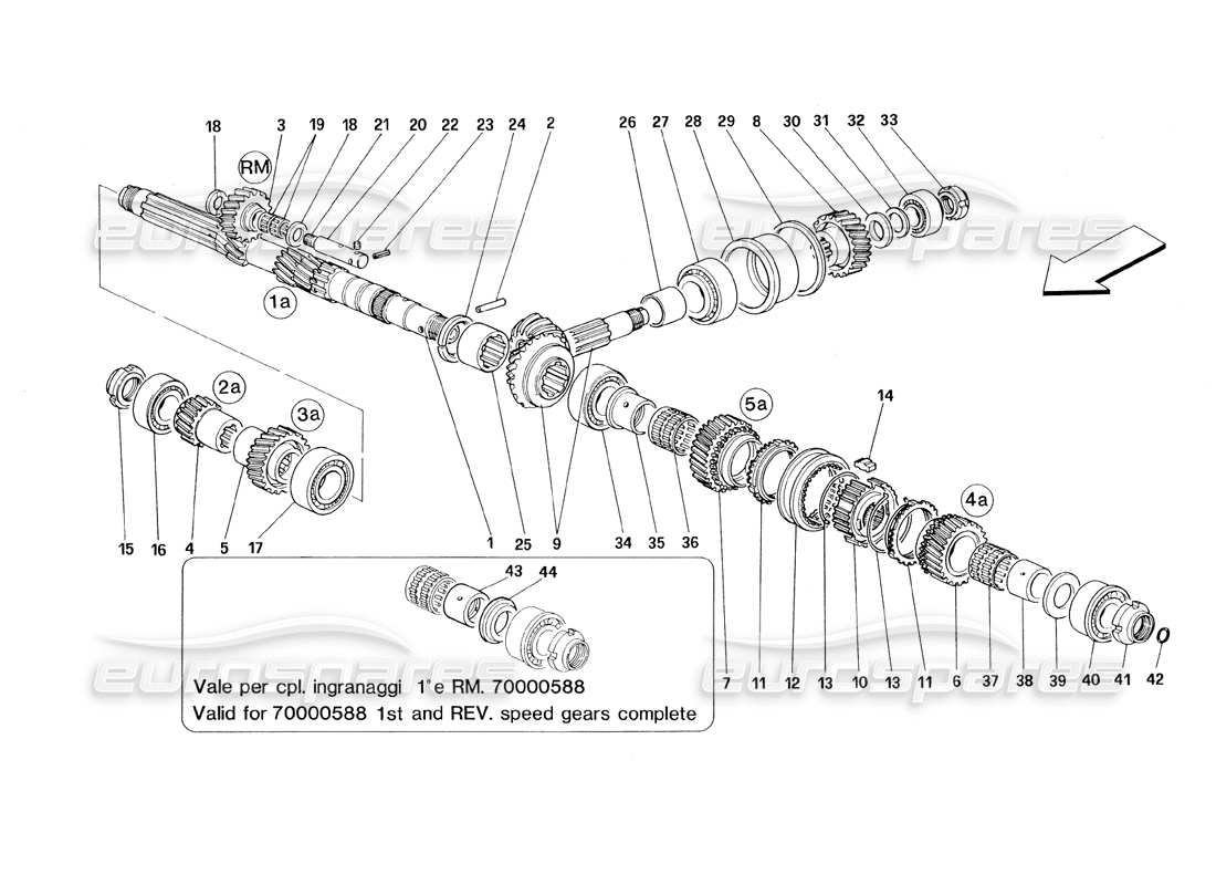 ferrari 348 (1993) tb / ts main shaft gears part diagram