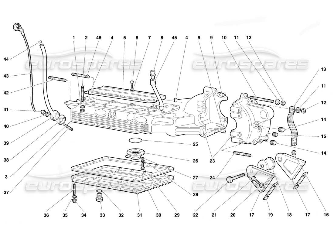 lamborghini diablo vt (1994) oil sump parts diagram