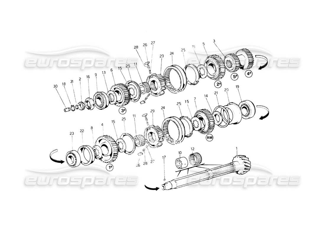 ferrari 512 bb lay shaft gears parts diagram