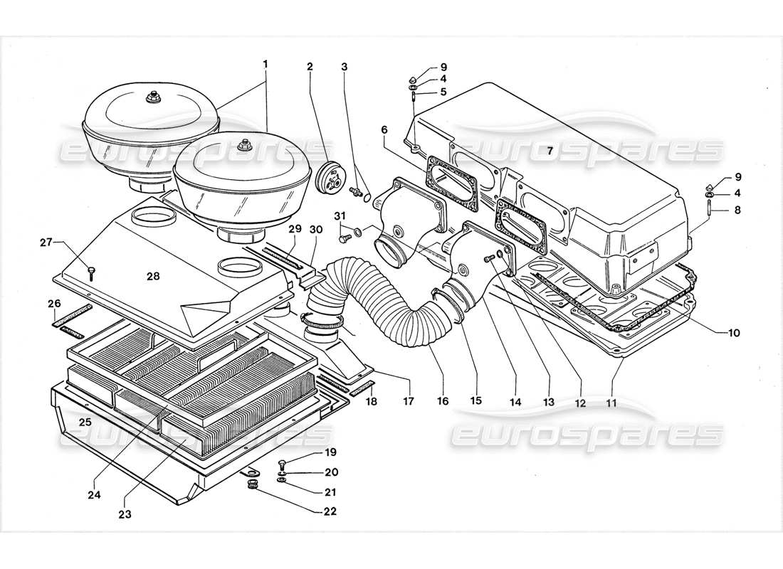 lamborghini lm002 (1988) air filters parts diagram