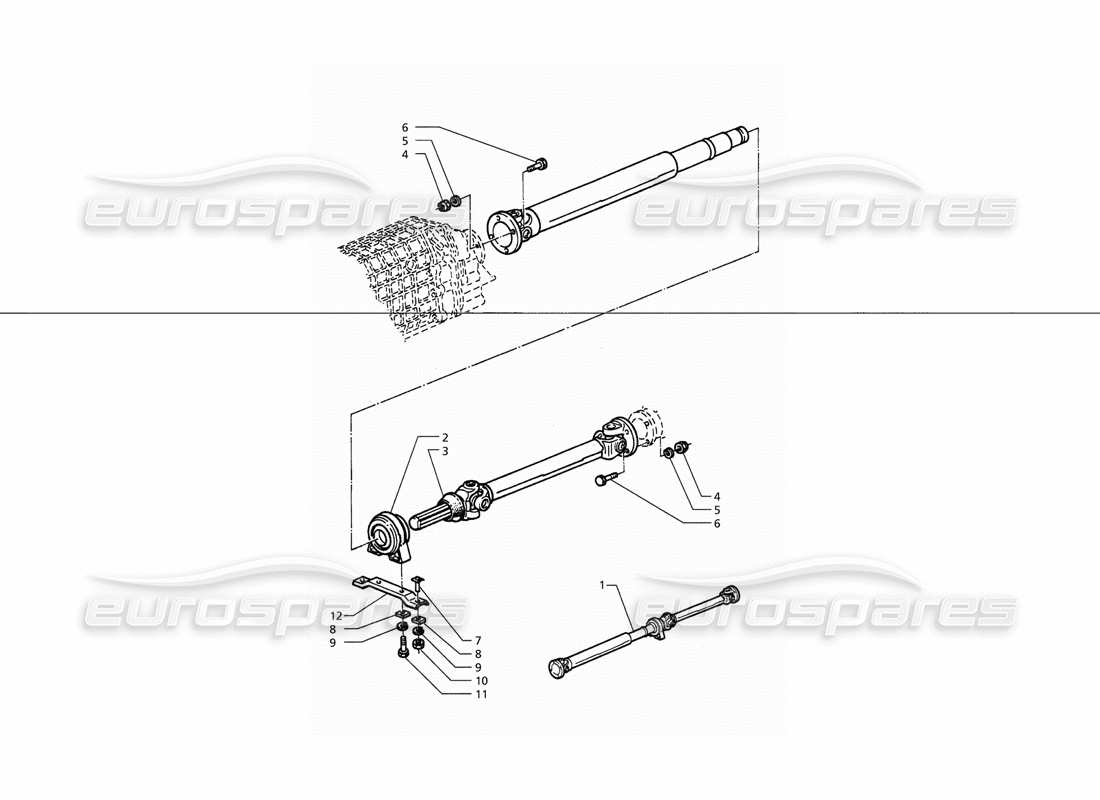 maserati qtp. 3.2 v8 (1999) propeller shaft and carrier parts diagram