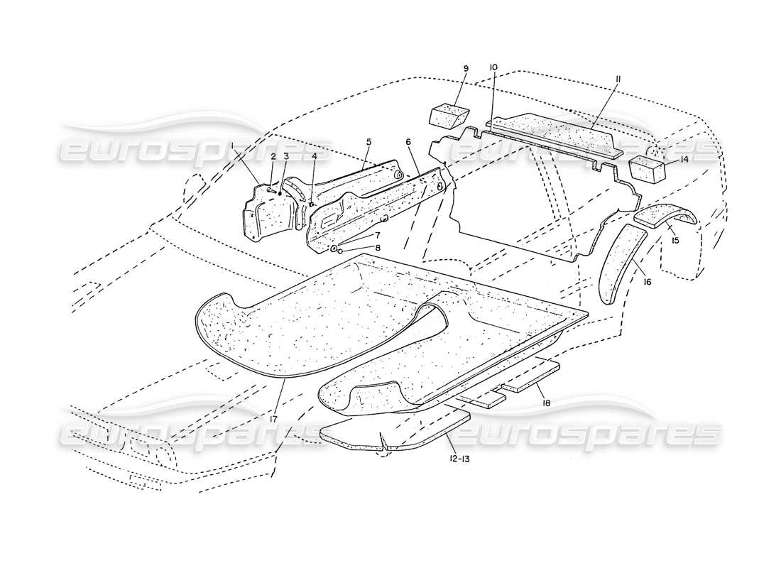 maserati ghibli 2.8 (non abs) carpets and felts parts diagram