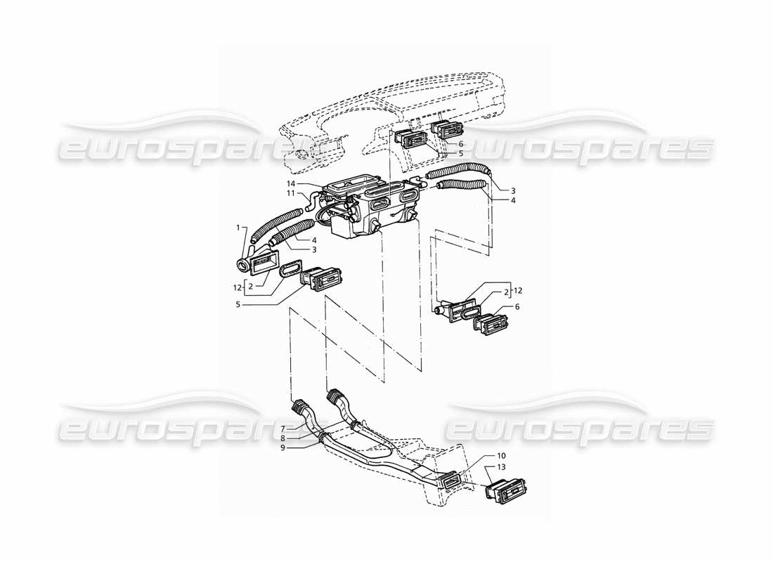 maserati qtp. 3.2 v8 (1999) passenger compartment ventilation parts diagram