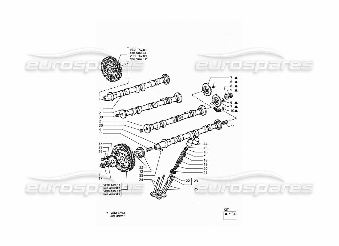 maserati qtp. 3.2 v8 (1999) timing parts diagram