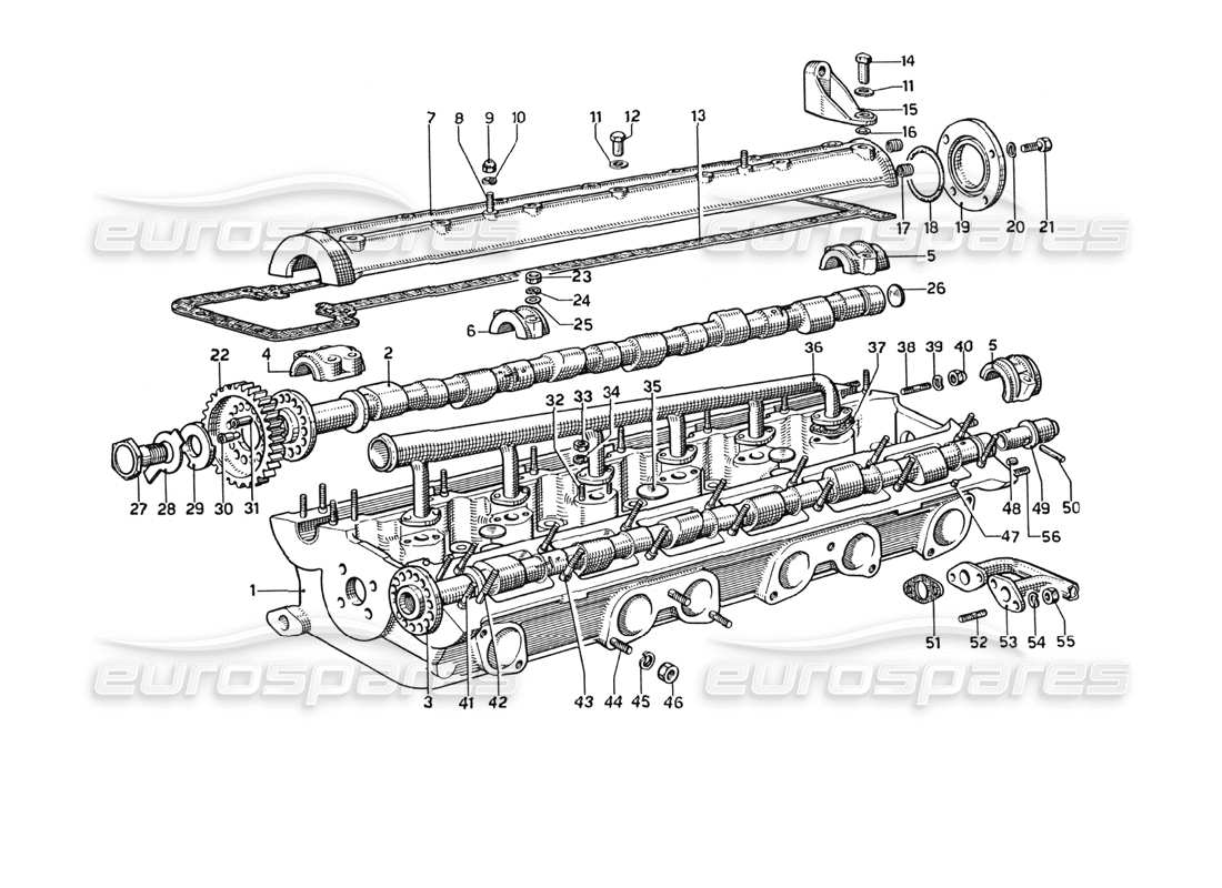 ferrari 275 gtb4 cylinder head (left) parts diagram