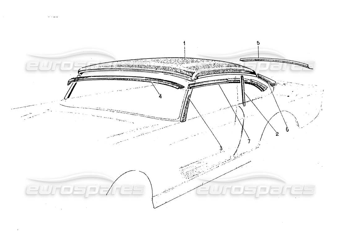 ferrari 330 gt 2+2 (coachwork) roof panel & trims (edition1) parts diagram