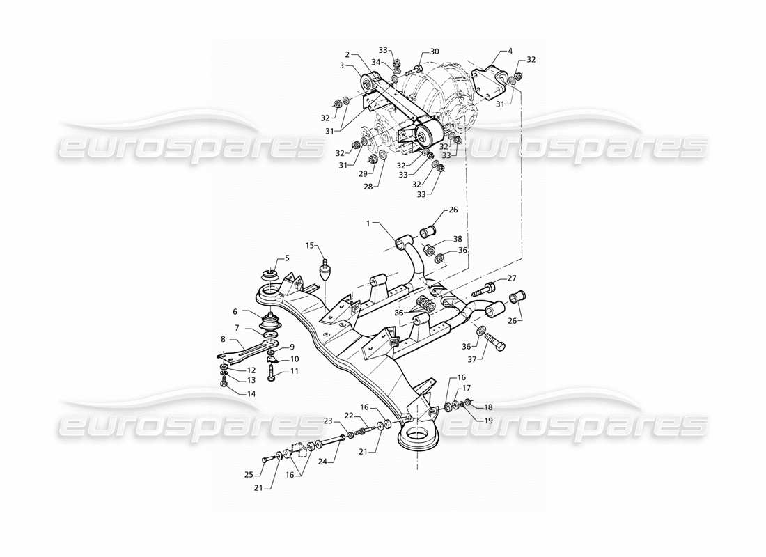 maserati qtp v6 (1996) rear suspension part diagram