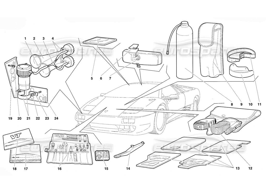 lamborghini diablo vt (1994) accessories part diagram