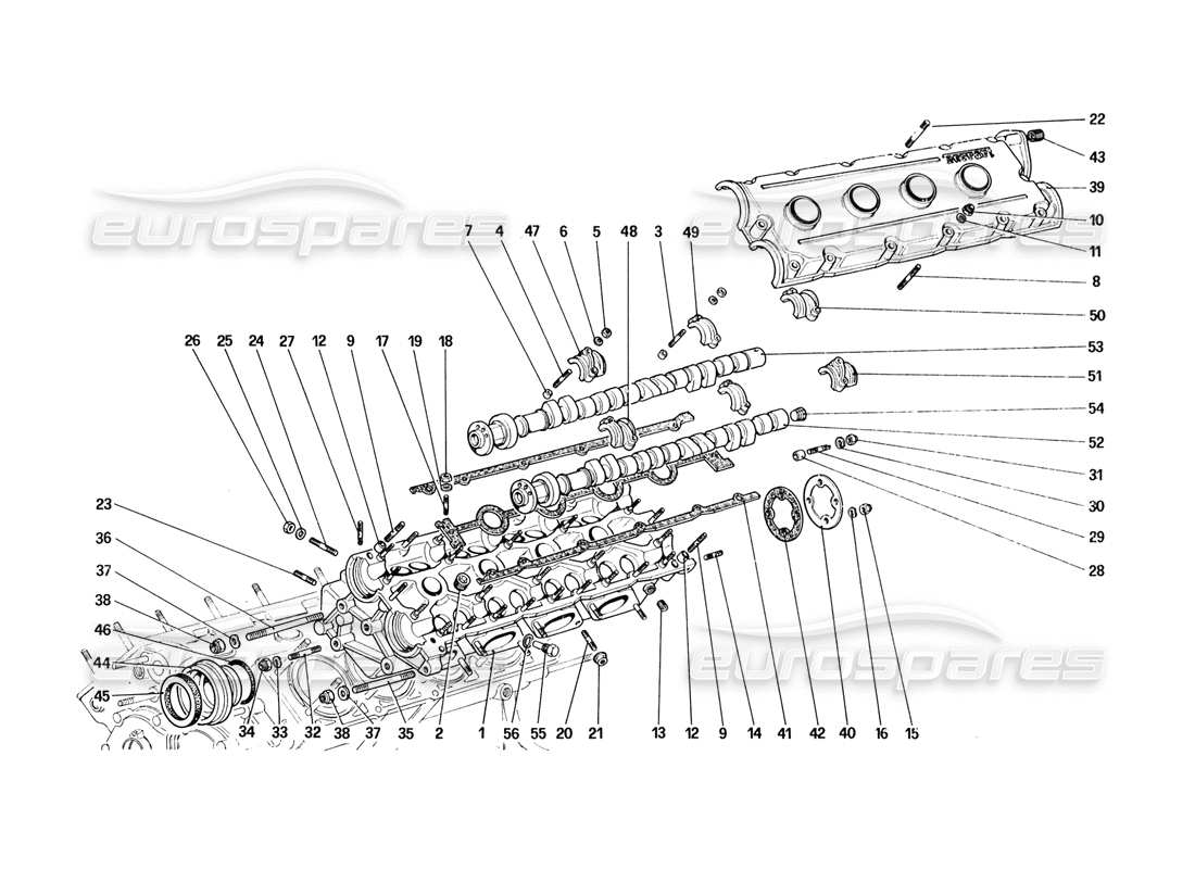 ferrari 328 (1988) cylinder head (left) parts diagram