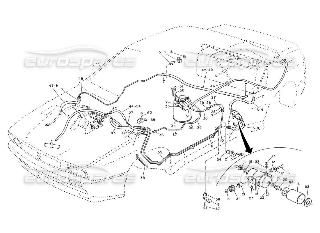 maserati ghibli 2.8 (non abs) fuel pipes, (2800cc) parts diagram