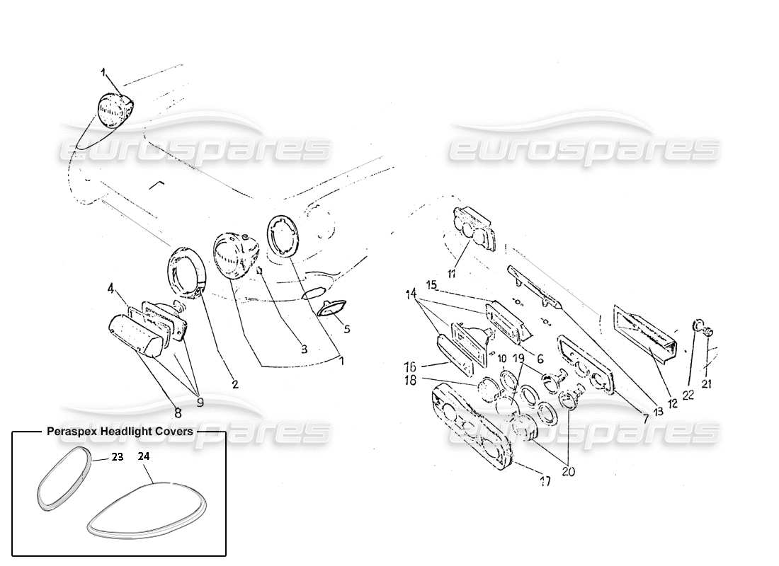 ferrari 365 gt 2+2 (coachwork) front & rear lights parts diagram