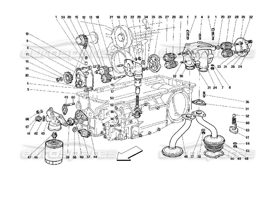 ferrari 512 tr lubrication - pumps and oil filter parts diagram