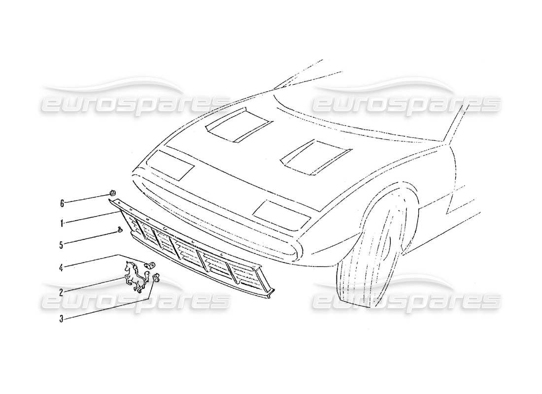 ferrari 365 gtc4 (coachwork) front grill parts diagram