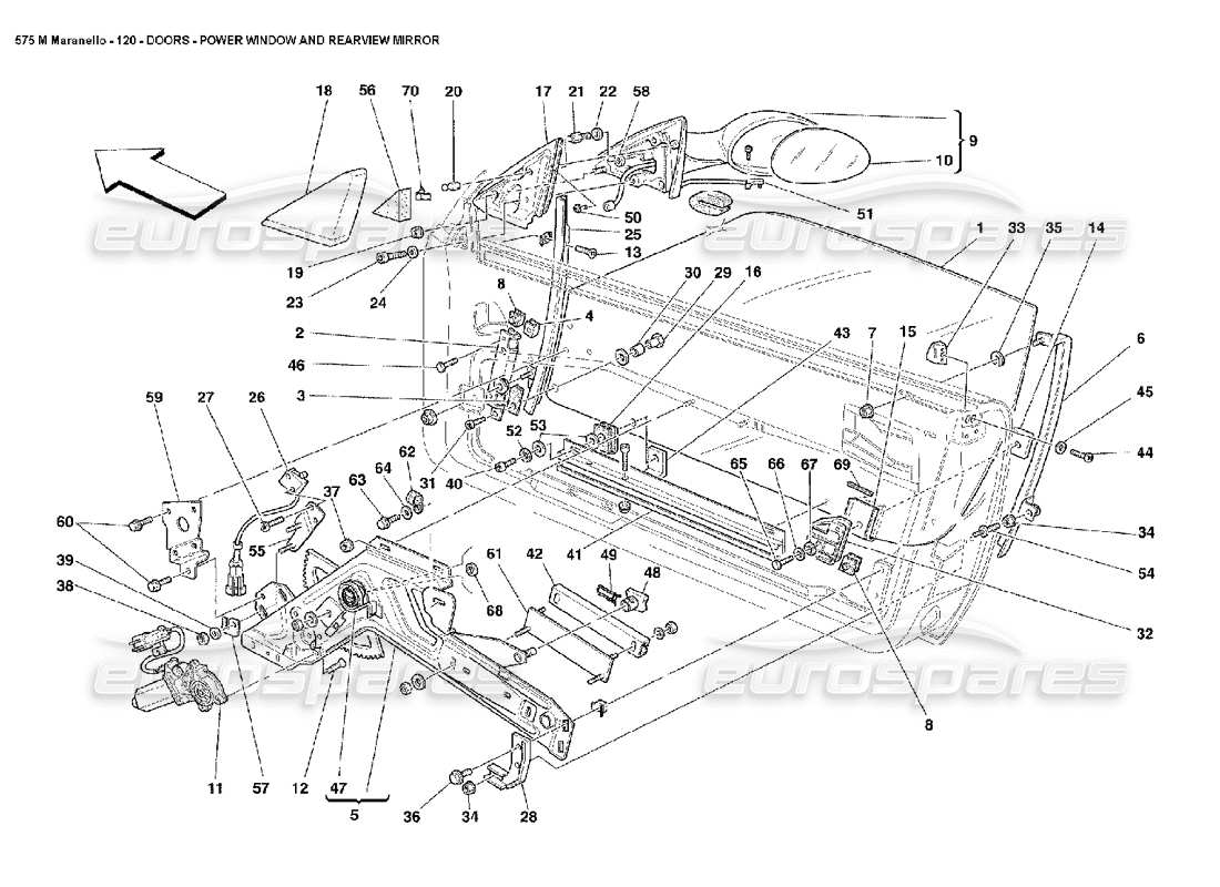 ferrari 575m maranello doors power window and rearview mirror part diagram