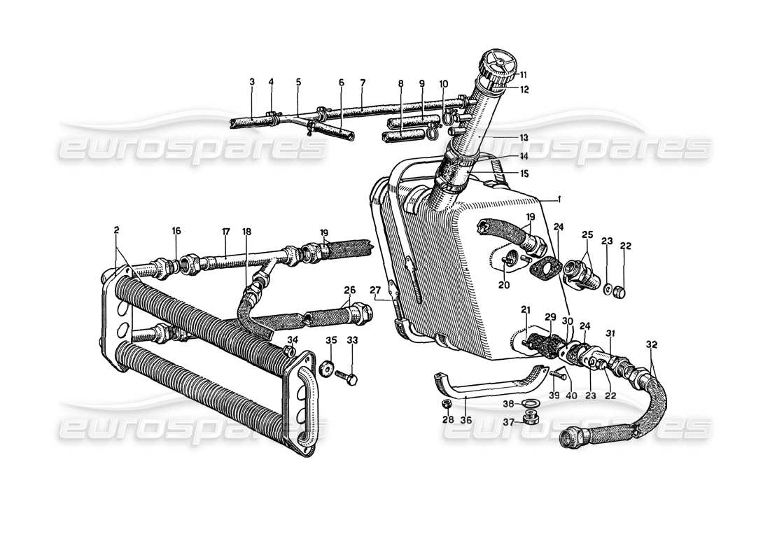 ferrari 275 gtb4 oil reservoir and pipes part diagram