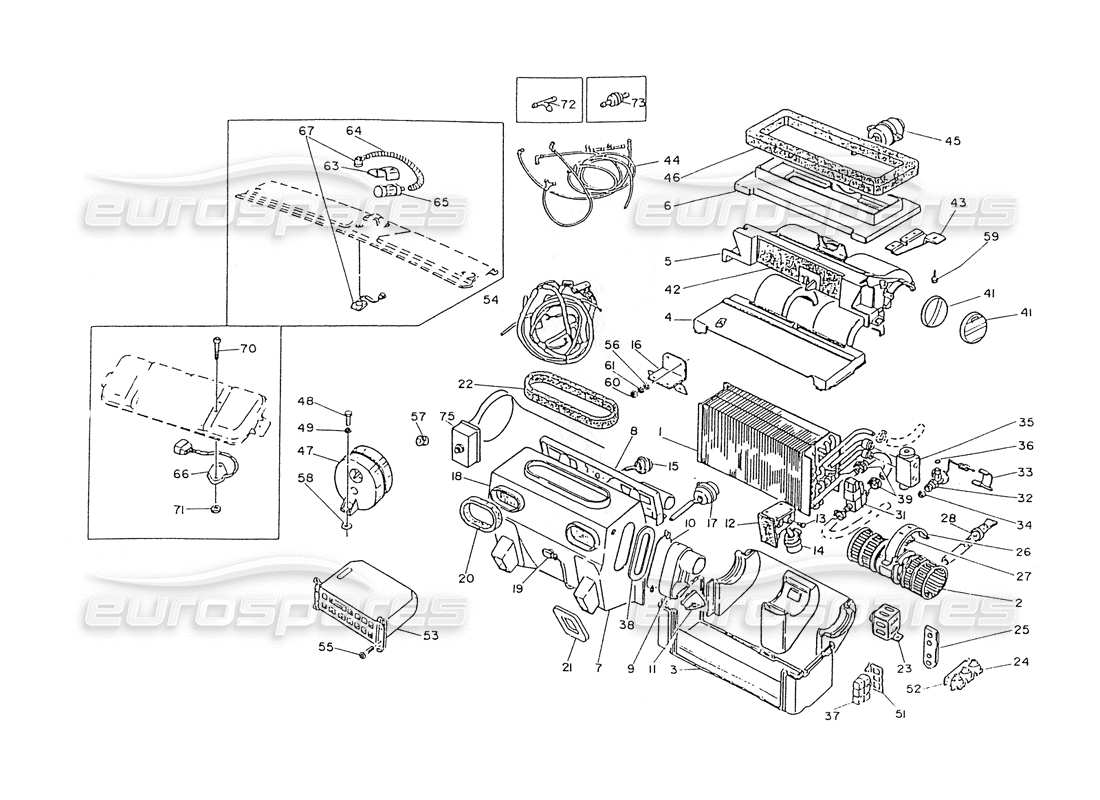 maserati ghibli 2.8 (non abs) air conditioner assy parts diagram