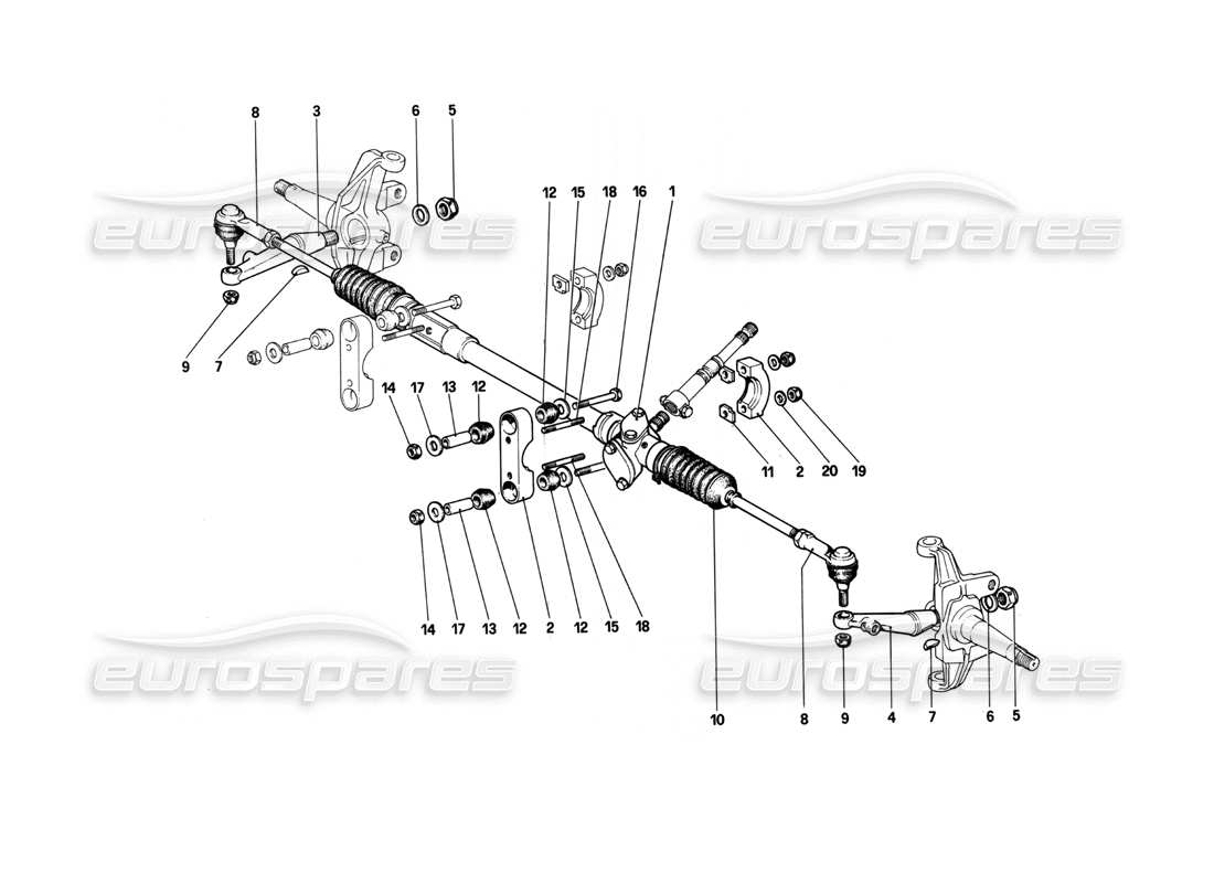 ferrari 208 turbo (1982) steering box and linkage part diagram