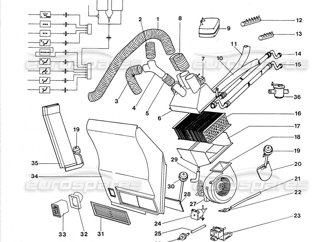 lamborghini lm002 (1988) air conditioning condesor part diagram