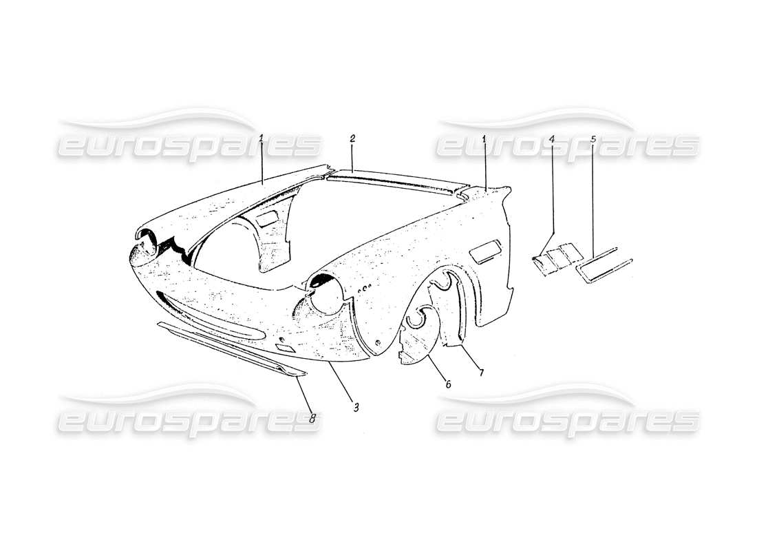 ferrari 330 gtc / 365 gtc (coachwork) front end panels (edizione 1) parts diagram