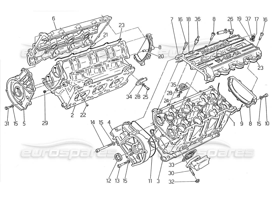 maserati 2.24v cylinder heads part diagram