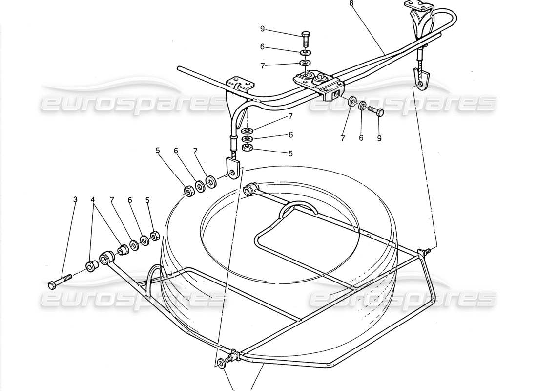 maserati 2.24v spare wheel lifting device part diagram