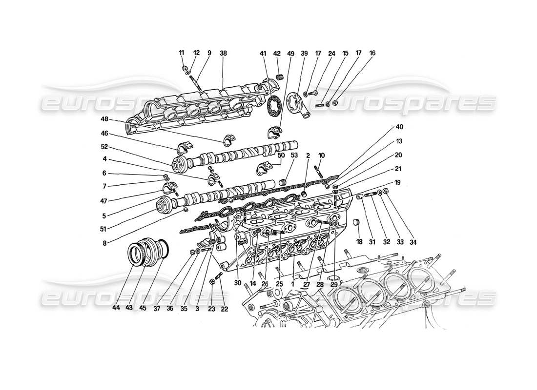 ferrari 288 gto cylinder head (right) parts diagram