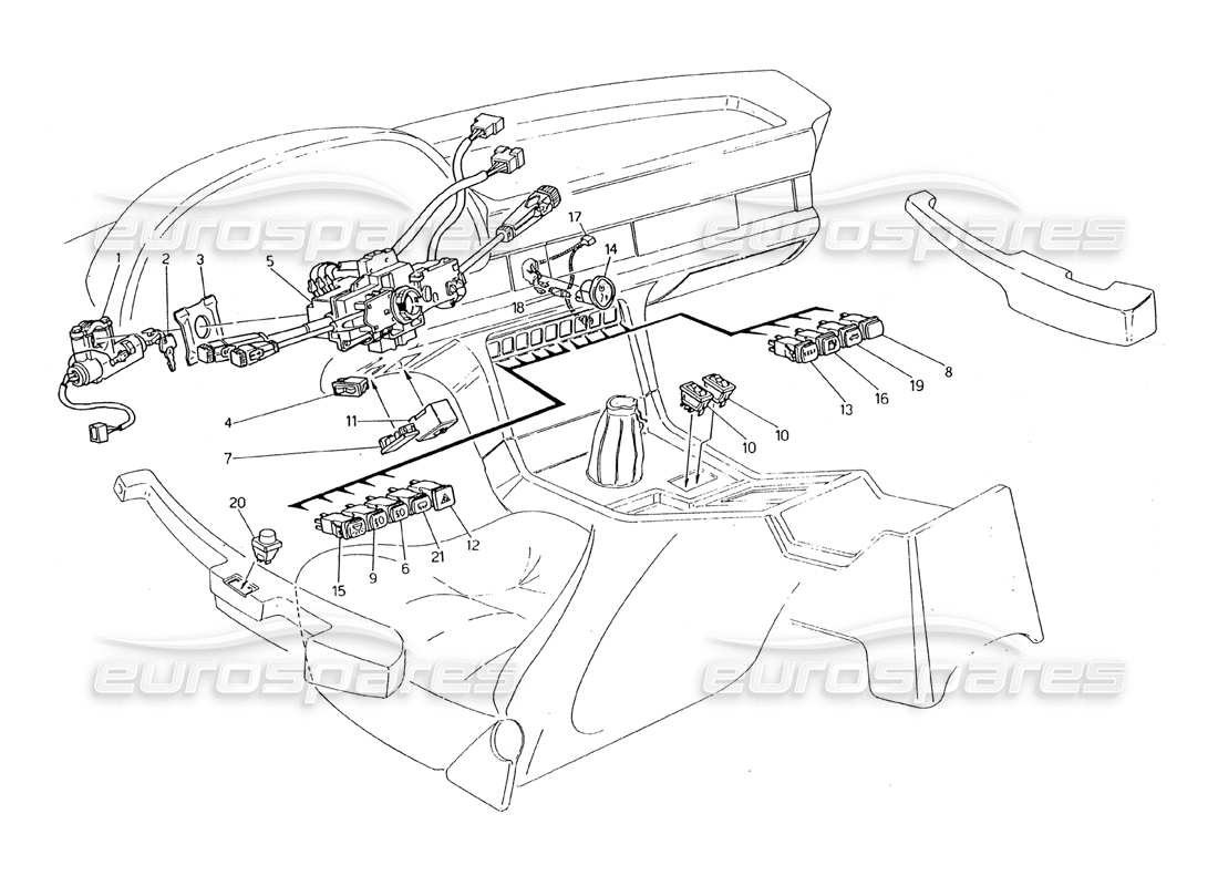 maserati 2.24v switches and steering part diagram