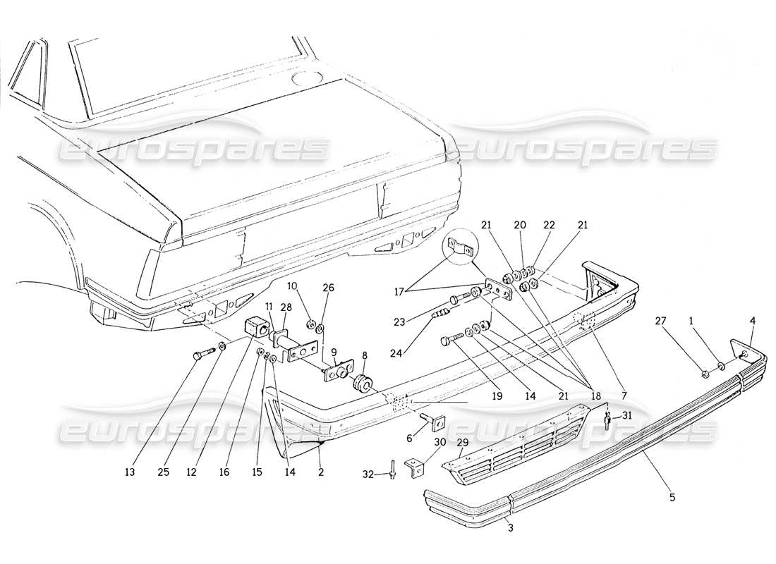 maserati karif 2.8 rear bumper parts diagram