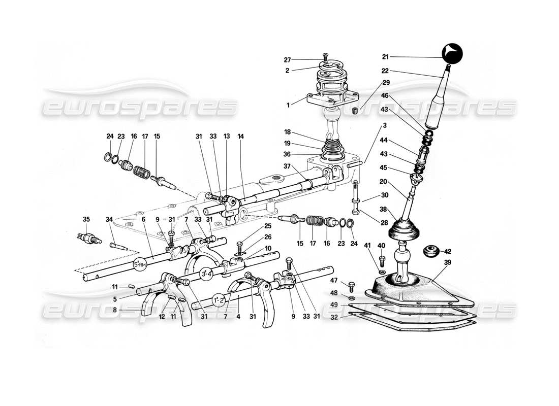 ferrari 412 (mechanical) inside and outside gearbox controls - 412 m. part diagram