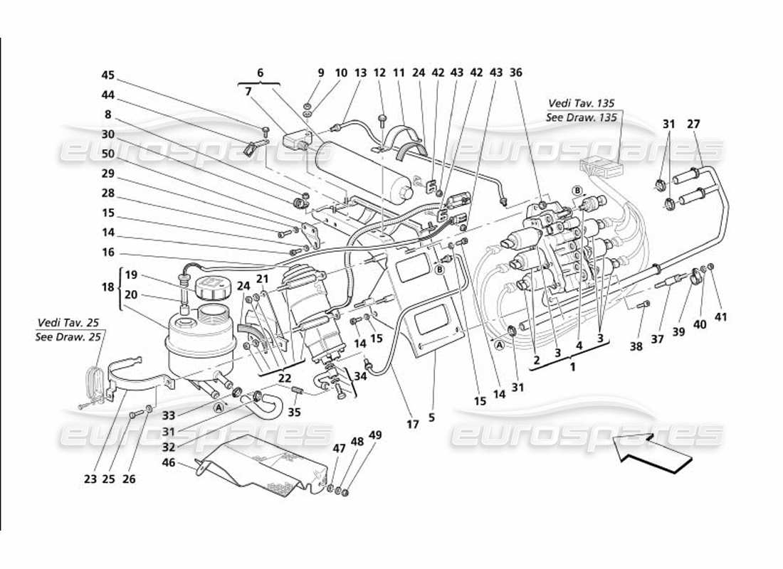 maserati 4200 gransport (2005) power unit and tank part diagram