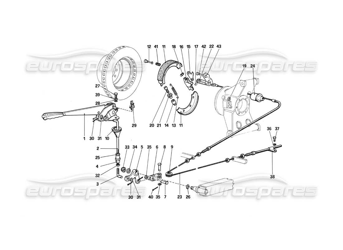 ferrari 412 (mechanical) hand - brake control part diagram