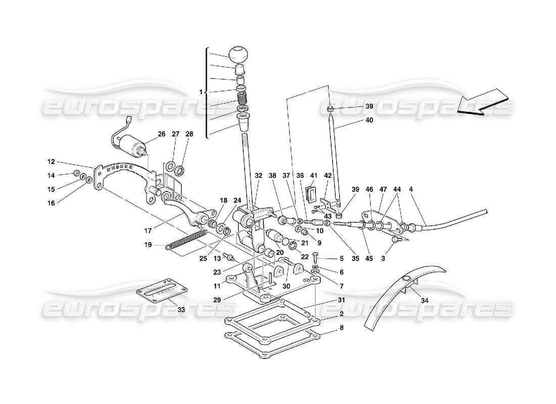 ferrari 456 gt/gta outside gearbox controls -valid for 456 gta parts diagram