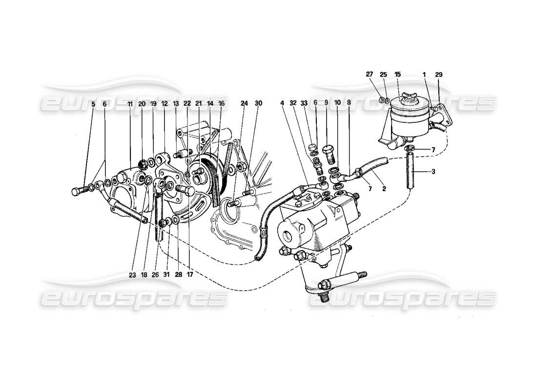 ferrari 412 (mechanical) hydraulic steering system part diagram