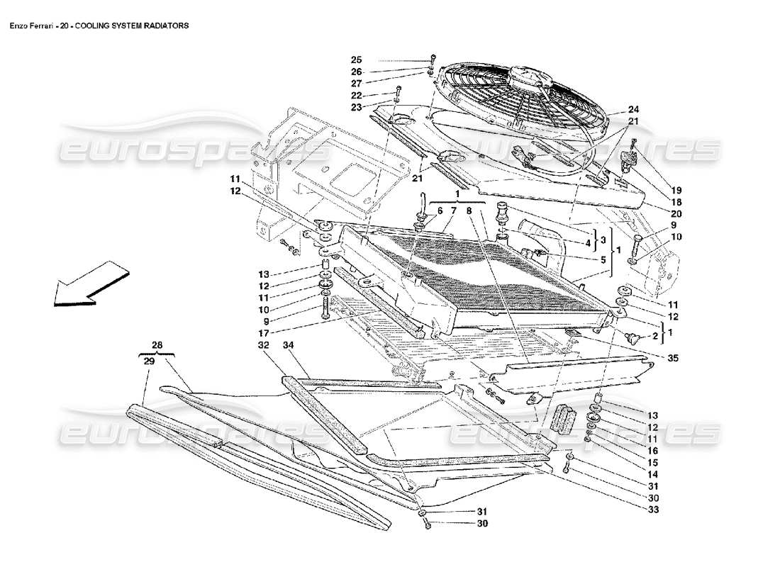 ferrari enzo cooling system radiators parts diagram