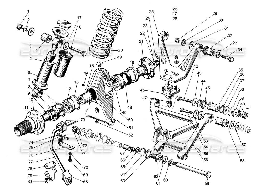 lamborghini espada rear suspension & hub series i part diagram