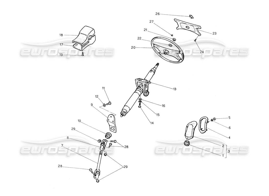 maserati biturbo spider steering shaft and wheel parts diagram