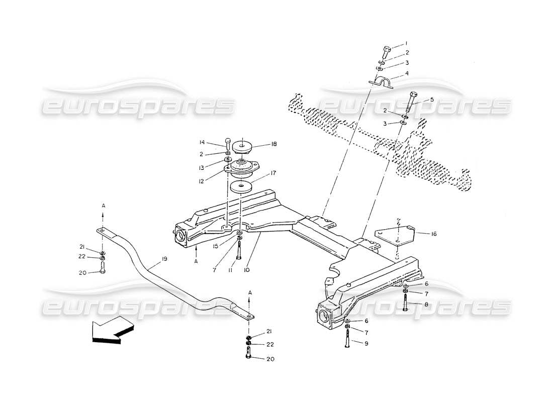 maserati ghibli 2.8 (non abs) front chassis and steering box parts diagram